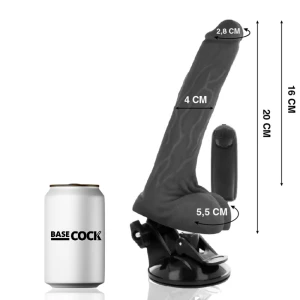 BASECOCK - REALISTLIK KAUGJUHITAV VIBRAATOR KOOS TESTIKLITEGA 20 CM